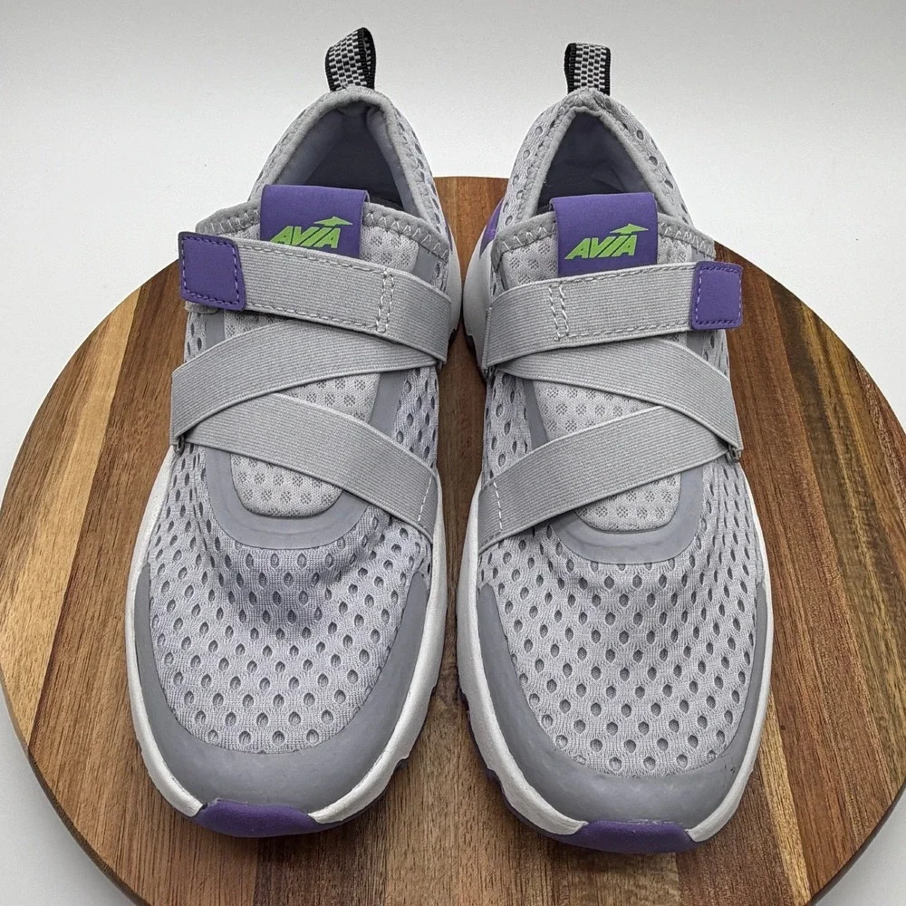 Avia Women's US Size 7/ UK 5 Slip On Mesh Sneakers Grey Purple 0815